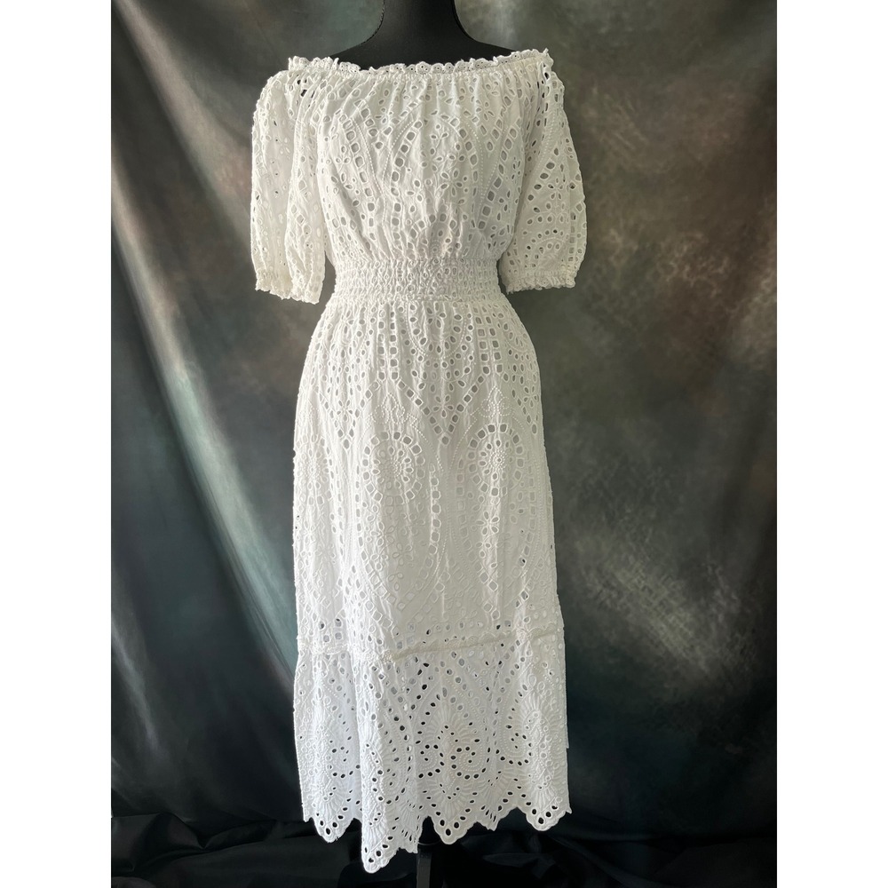 Betsey Johnson White Eyelet Midi Dress
